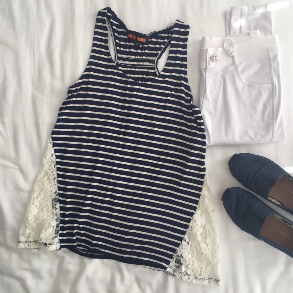 Navy and White Striped Tank Top